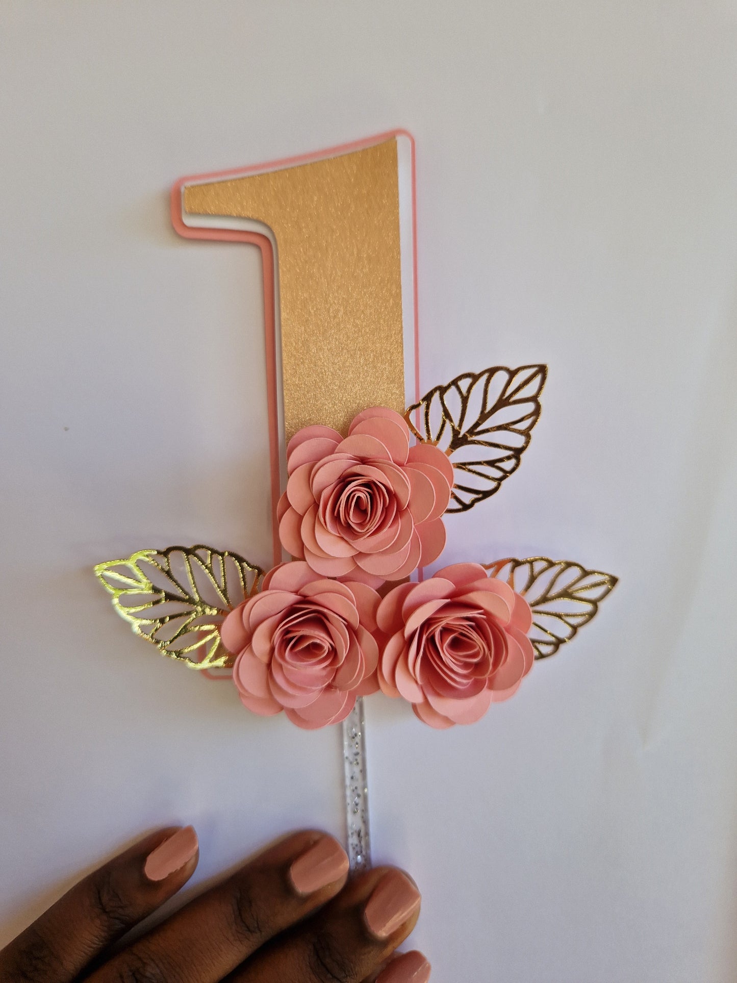 Cake topper chiffre et fleurs