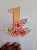 Cake topper chiffre et fleurs